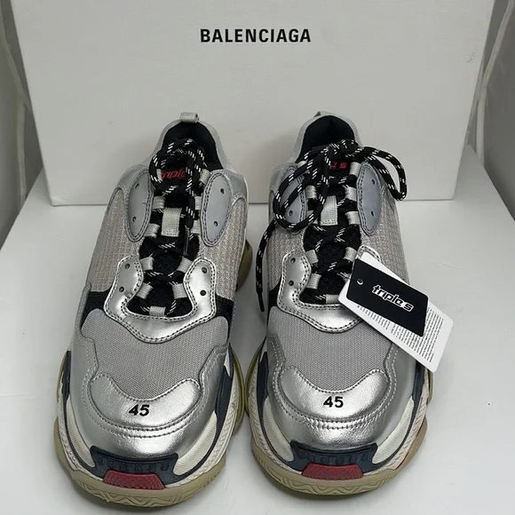 Balenciaga Triple S Silver with Red